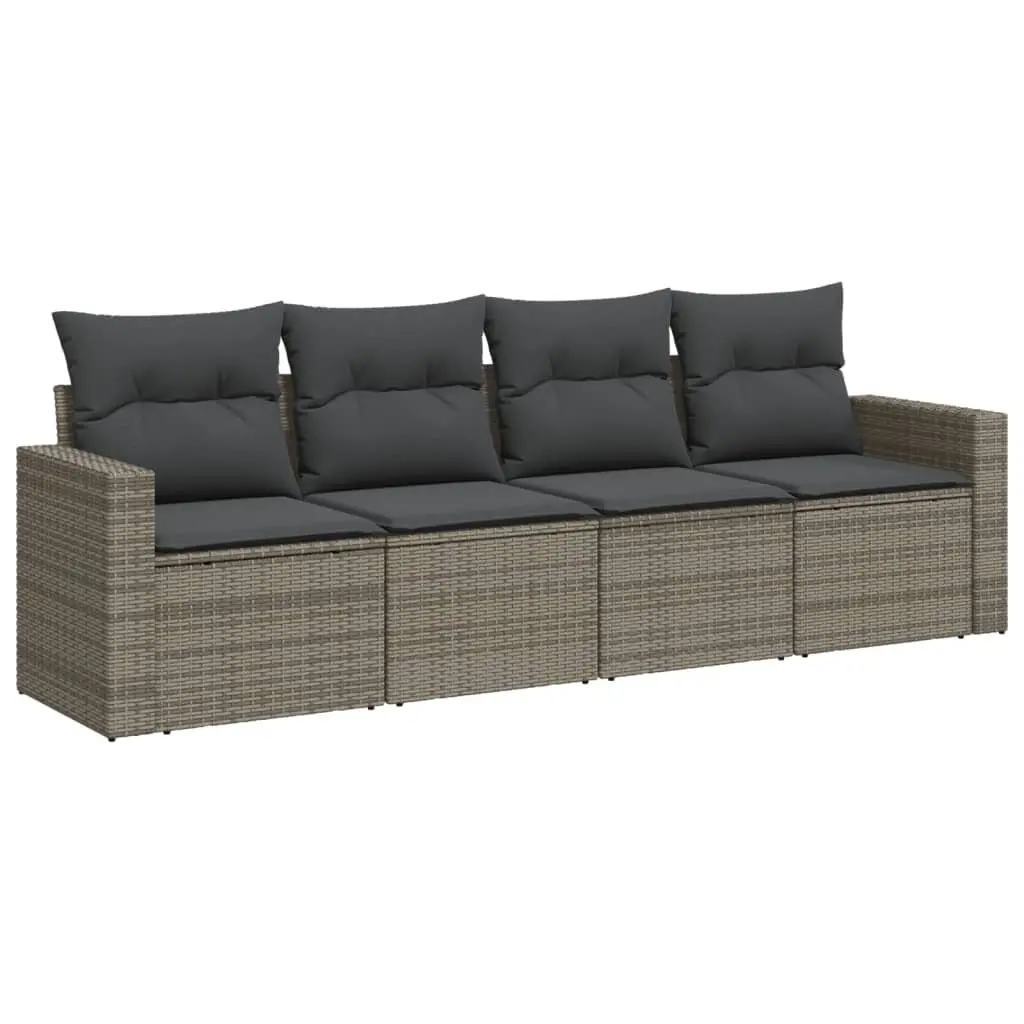 Garden Sofa Set Modular Outdoor Furniture 4 Piece Grey PE Rattan Lounge