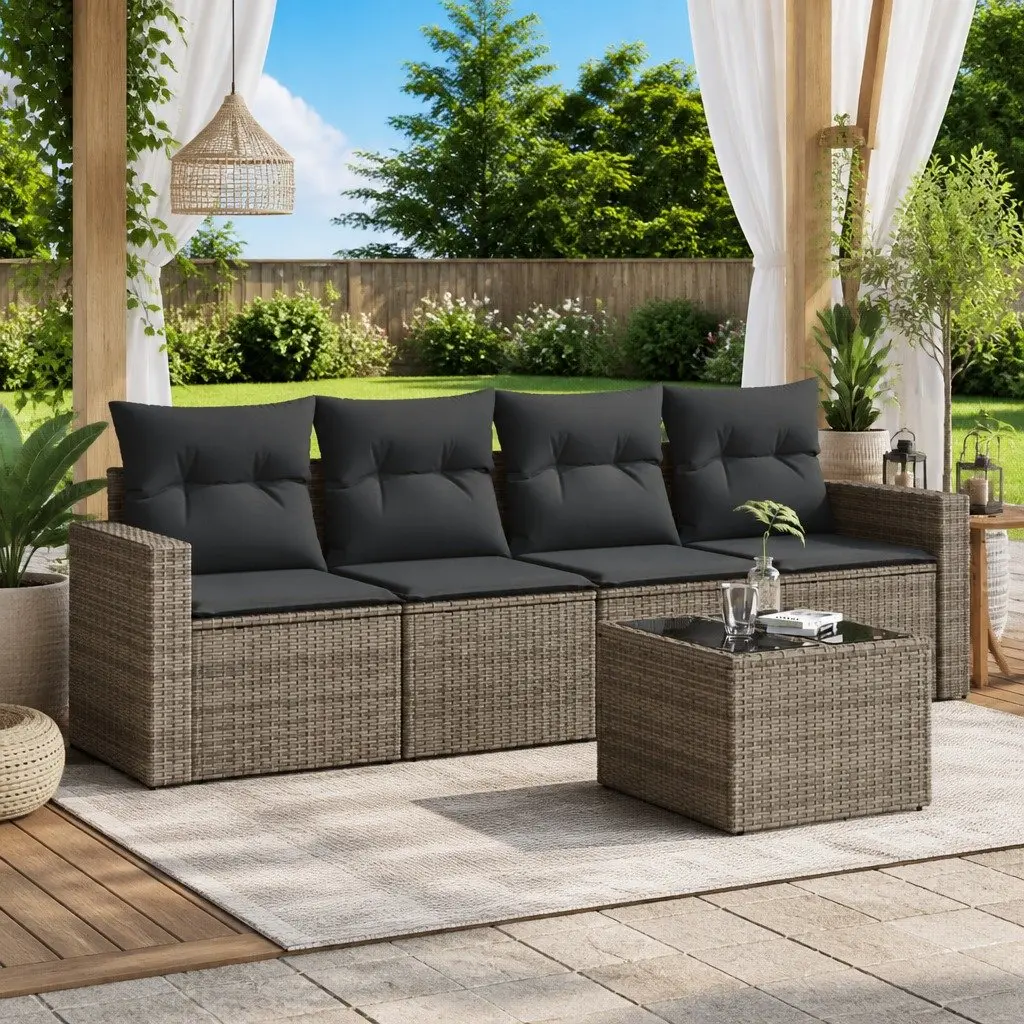 5-Piece Grey Outdoor Furniture Sofa Set