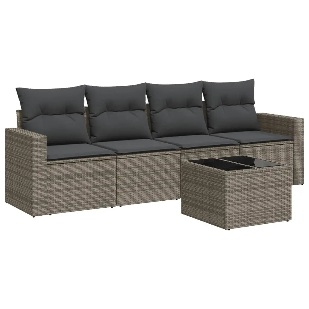 5-Piece Grey Outdoor Furniture Sofa Set