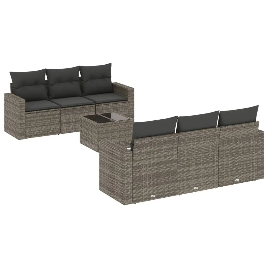 Garden Sofa Set Modular Outdoor Furniture 7 Piece Grey Poly Rattan Patio Seating