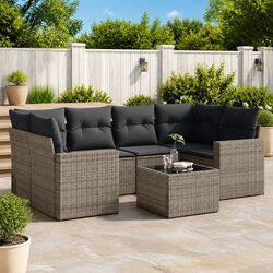 Comfortable 7 Piece Garden Sofa Set in Grey