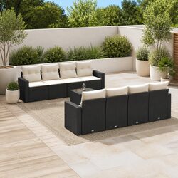Comfortable and Stylish 9 Piece Garden Sofa Set in Black