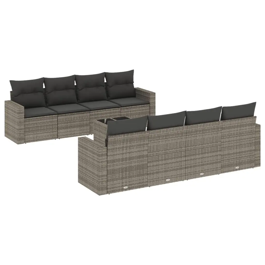 9-Piece Grey Garden Sofa Set for Outdoor Comfort