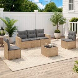 Warm and Inviting 6-Piece Outdoor Sofa Set in Beige
