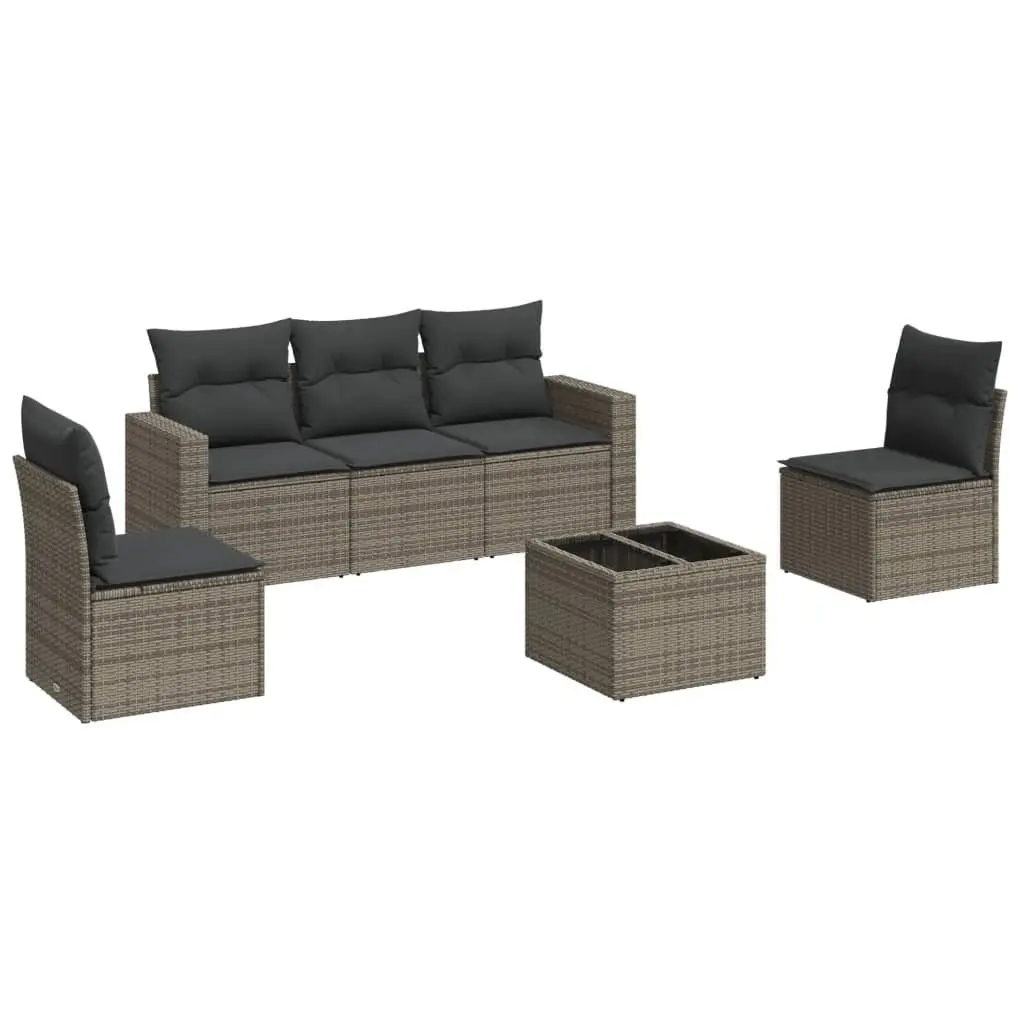 Garden Sofa Set Modular Outdoor Furniture 6 Piece Grey with Cushions