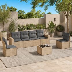 Warm and Durable 7 Piece Outdoor Sofa Set in Beige
