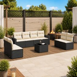 Practical and Stylish 9 Piece Garden Sofa Set in Black
