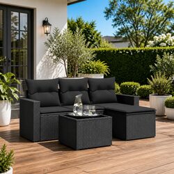 Comfortable and Practical Black Outdoor Sofa Set for Entertaining