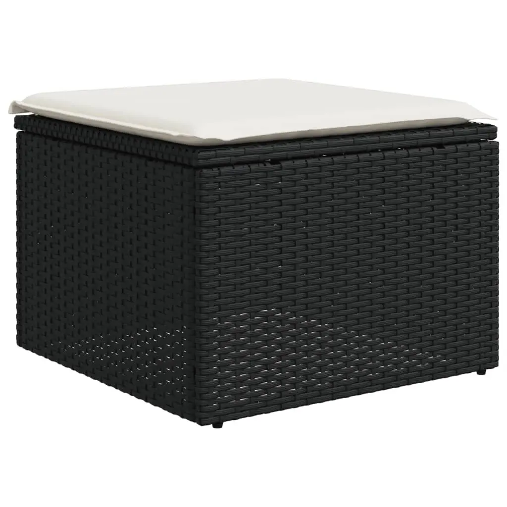 5 Piece Outdoor Garden Sofa Set Cushions Black Poly Rattan