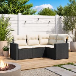 Comfortable Black Garden Sofa Set - 4 Pieces Included