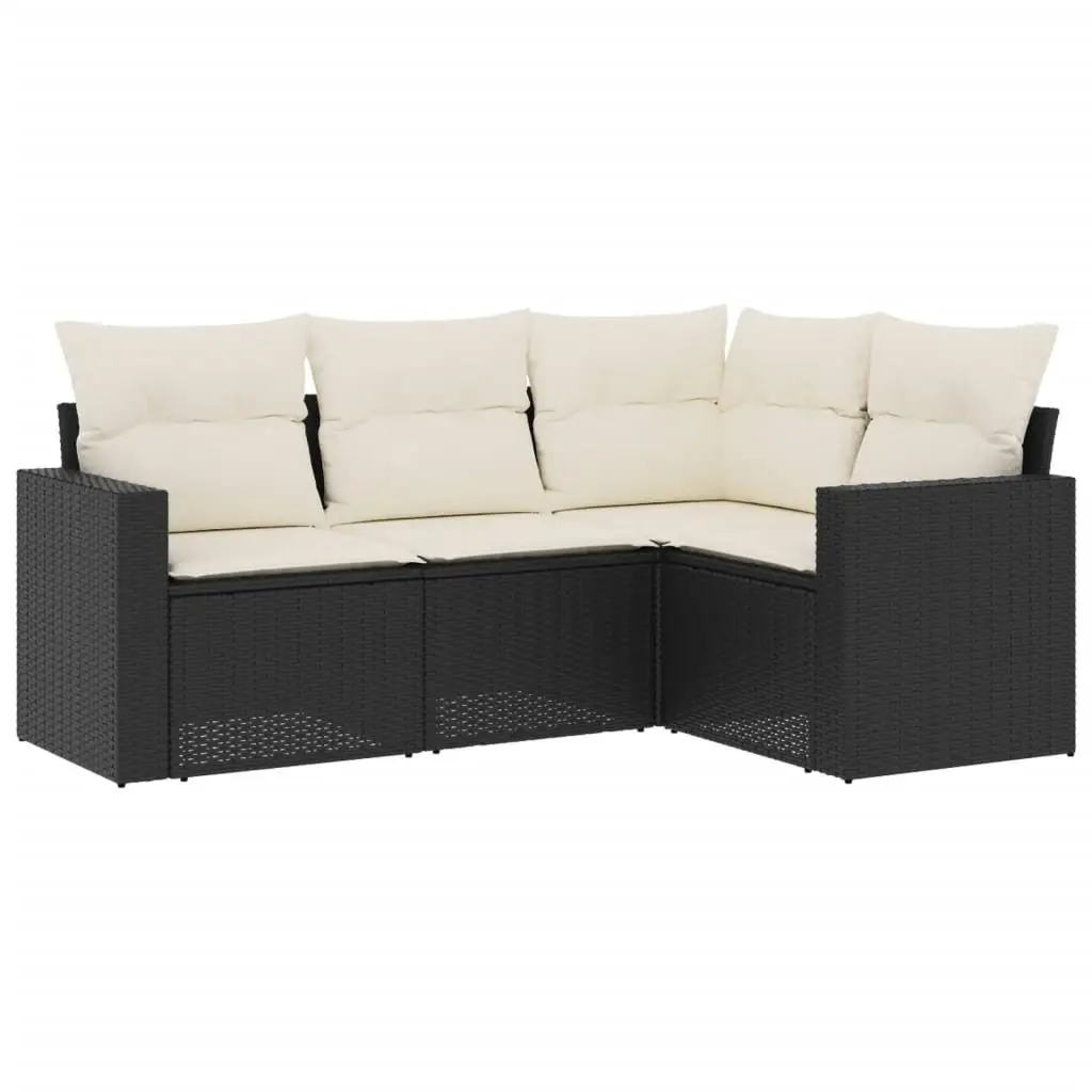 4 Piece Garden Sofa Set Outdoor Furniture Patio Conversation Cushioned Black