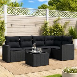 Affordable 6 Piece Black Rattan Outdoor Sofa Set