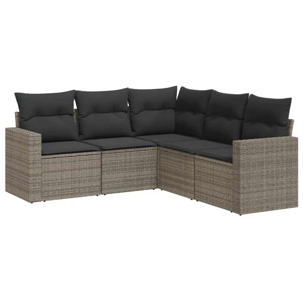 5 Piece Garden Sofa Set Modular Outdoor Patio Furniture Grey with Cushions