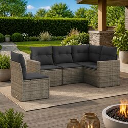 Comfortable and Practical 5 Piece Grey Garden Sofa Set