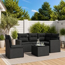 Comfortable 6 Piece Black Garden Sofa Set for Your Outdoors