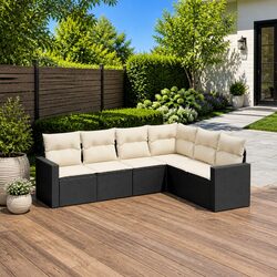 Value-Focused 6 Piece Garden Sofa Set in Black