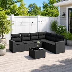 Comfortable 7 Piece Garden Sofa Set with Washable Covers