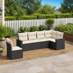 Warm and Welcoming 6 Piece Garden Sofa Set in Black