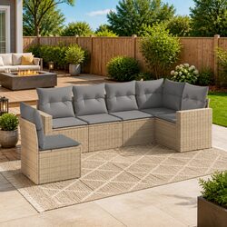 Warm and Reassuring: 6 Piece Outdoor Garden Sofa Set with Cushions