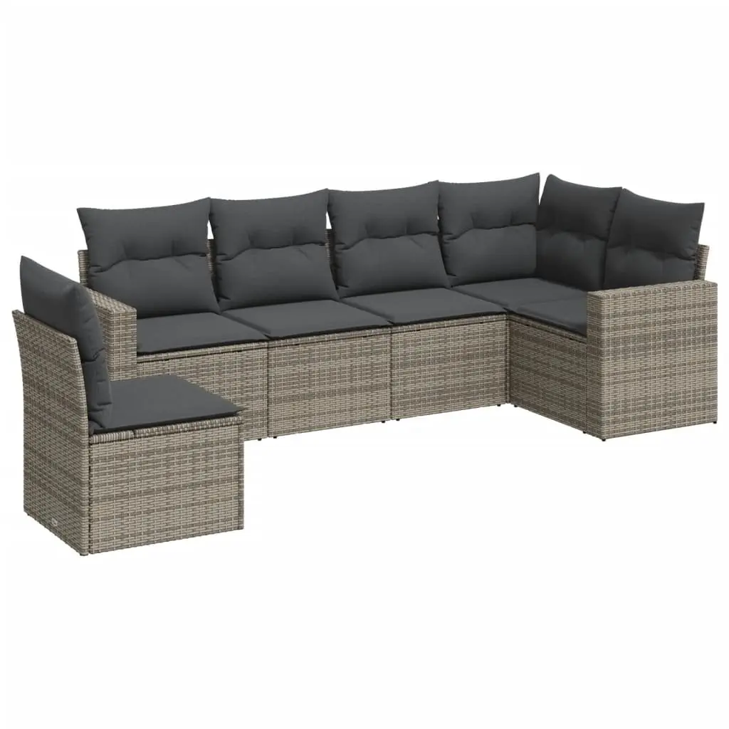 Garden Sofa Set Modular Outdoor Furniture 6 Piece Grey Poly Rattan Patio Lounge