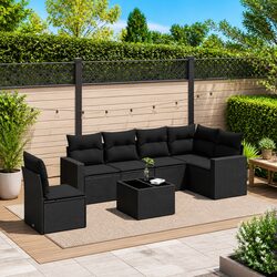 Comfortable and Durable 7 Piece Outdoor Sofa Set in Black