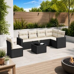 Comfortable 7 Piece Garden Sofa Set with Cushions