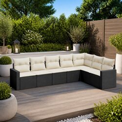 Comfortable 7 Piece Outdoor Sofa Set in Black