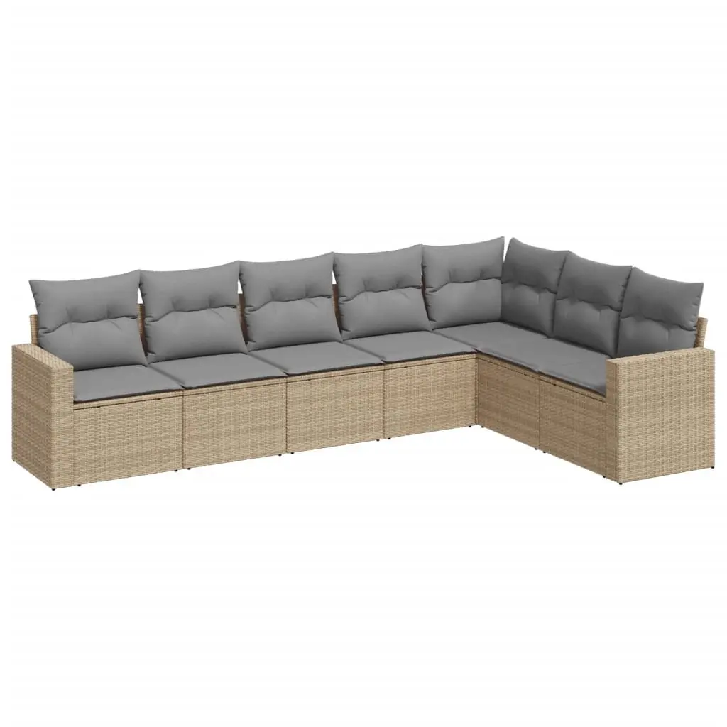 Garden Sofa Set 7 Piece Outdoor Furniture Patio Lounge Cushions Beige