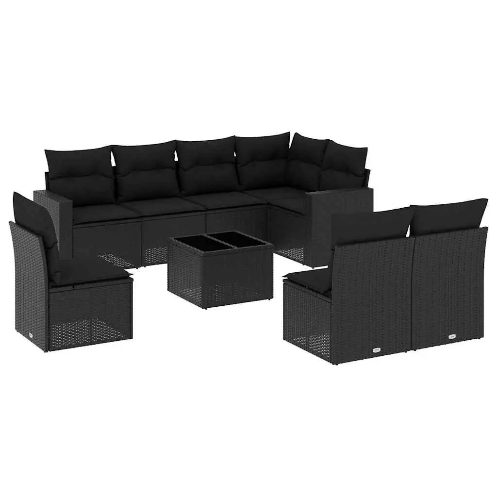 Garden Sofa Set Outdoor Furniture 9 Piece Modular Black