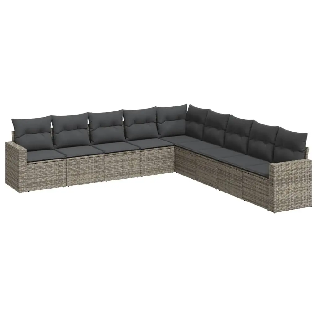 Garden Sofa Set 9 Piece Outdoor Furniture Modular Grey PE Rattan with Cushions