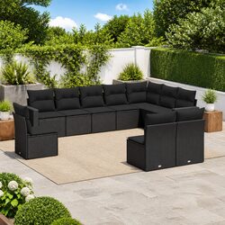 Comforting 10 Piece Garden Sofa Set in Black Rattan