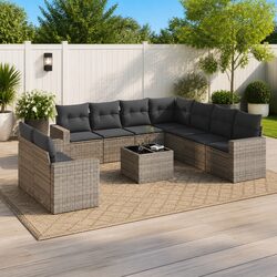 Comfortable 10-Piece Garden Sofa Set in Grey