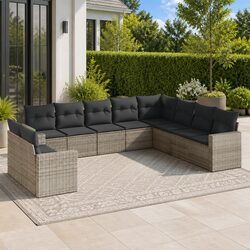 Reliable 10-Piece Outdoor Furniture Grey Rattan Sofa Set