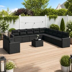 Comfortable 12 Piece Black Garden Sofa Set for You
