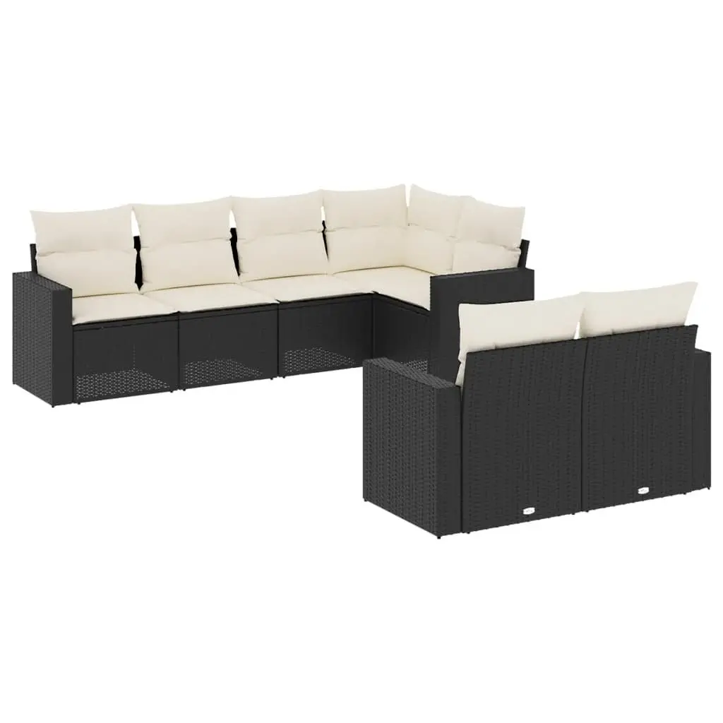 Garden Sofa Set 7 Piece Outdoor Furniture Patio Lounge Black Poly Rattan
