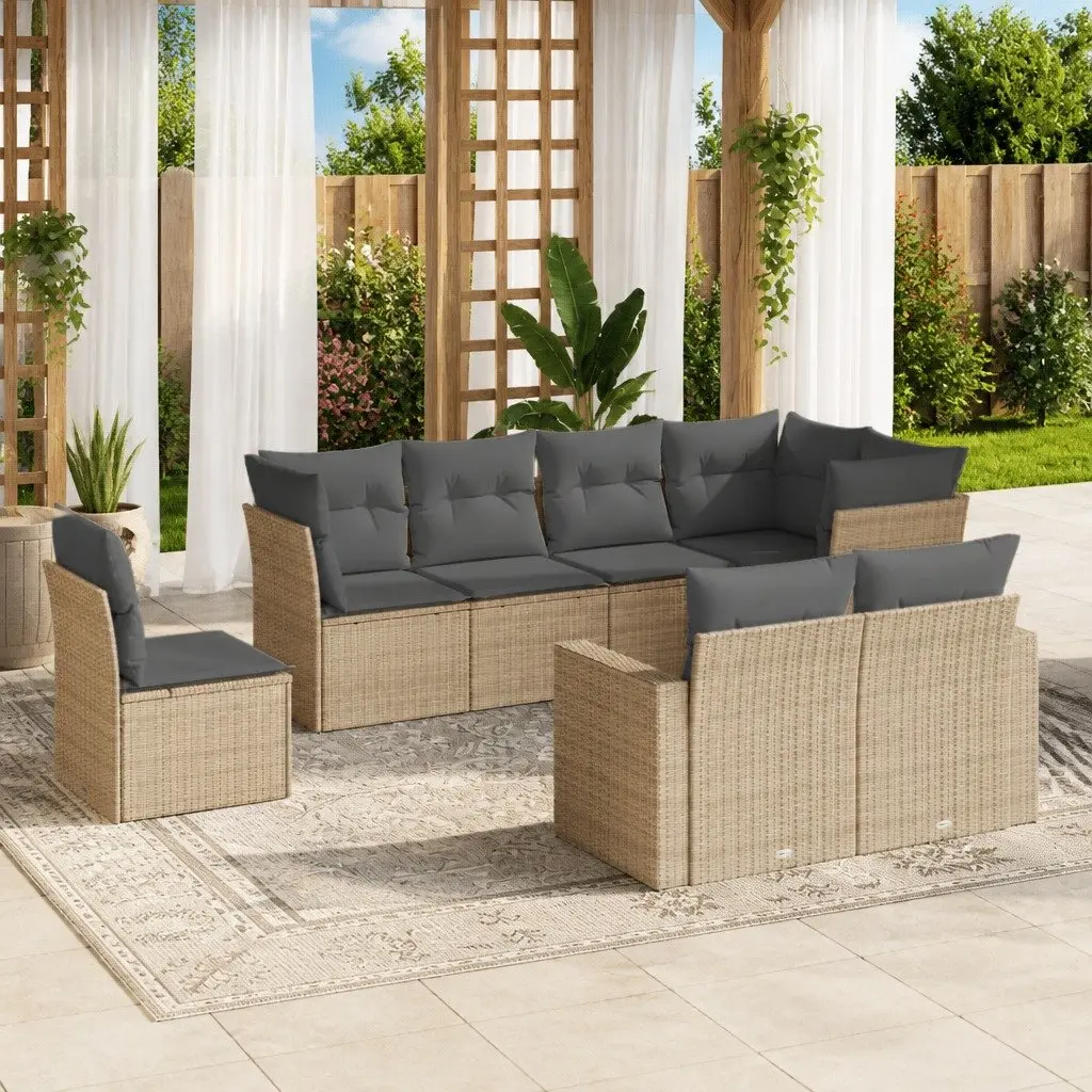 Garden Sofa Set 8 Piece Outdoor Furniture Patio Lounge Beige