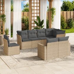 Value-Driven Garden Sofa Set with 8 Pieces in Beige