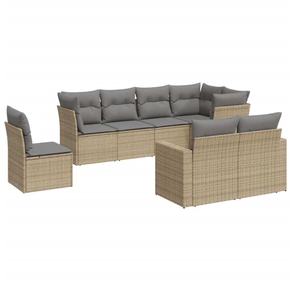 Garden Sofa Set 8 Piece Outdoor Furniture Patio Lounge Beige