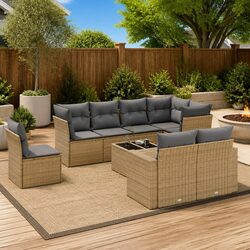 Comfortable 9 Piece Garden Sofa Set with Easy Maintenance
