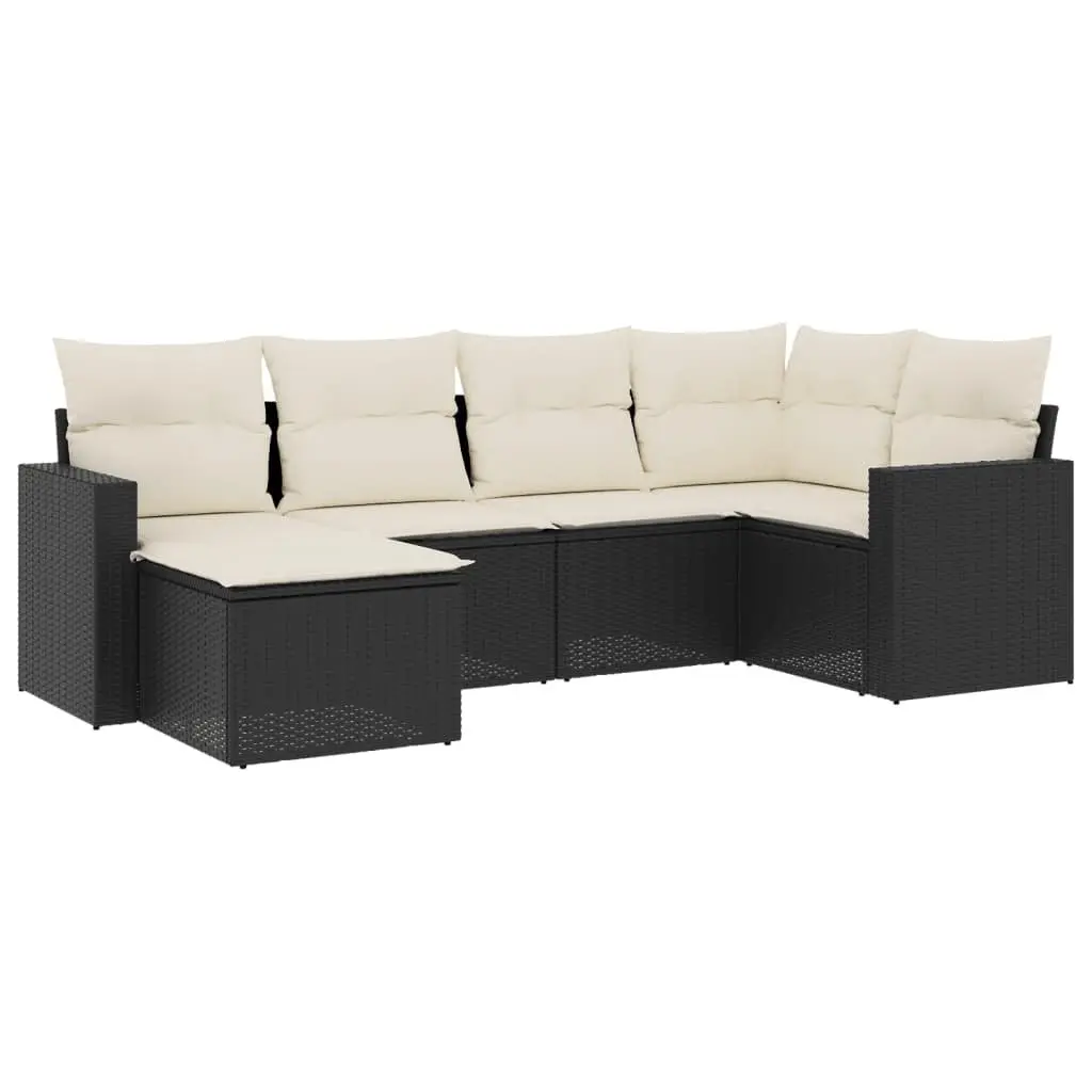 Garden Sofa Set Outdoor Furniture 6 Piece Modular Black PE Poly Rattan