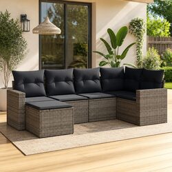 Comfort and Style: 6 Piece Garden Sofa Set in Grey