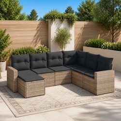 Comfortable 7 Piece Outdoor Sofa Set in Grey