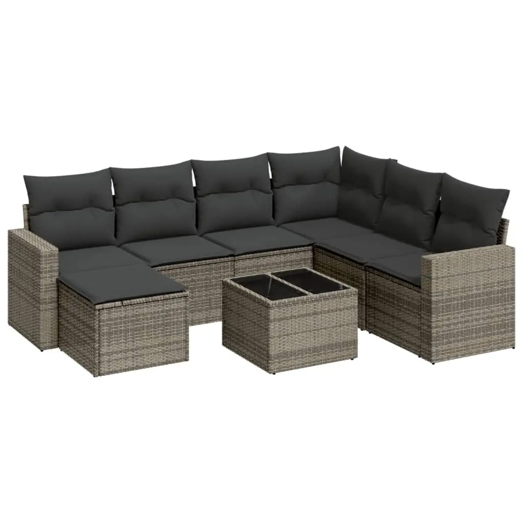 Garden Sofa Set 8 Piece Outdoor Furniture Modular Seating Grey Poly Rattan