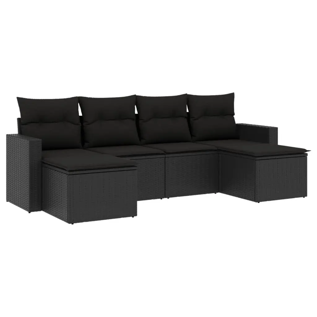 6 Piece Garden Sofa Set Outdoor Furniture Patio Lounge with Cushions Black