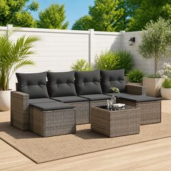 Warm and Inviting 7 Piece Grey Garden Sofa Set