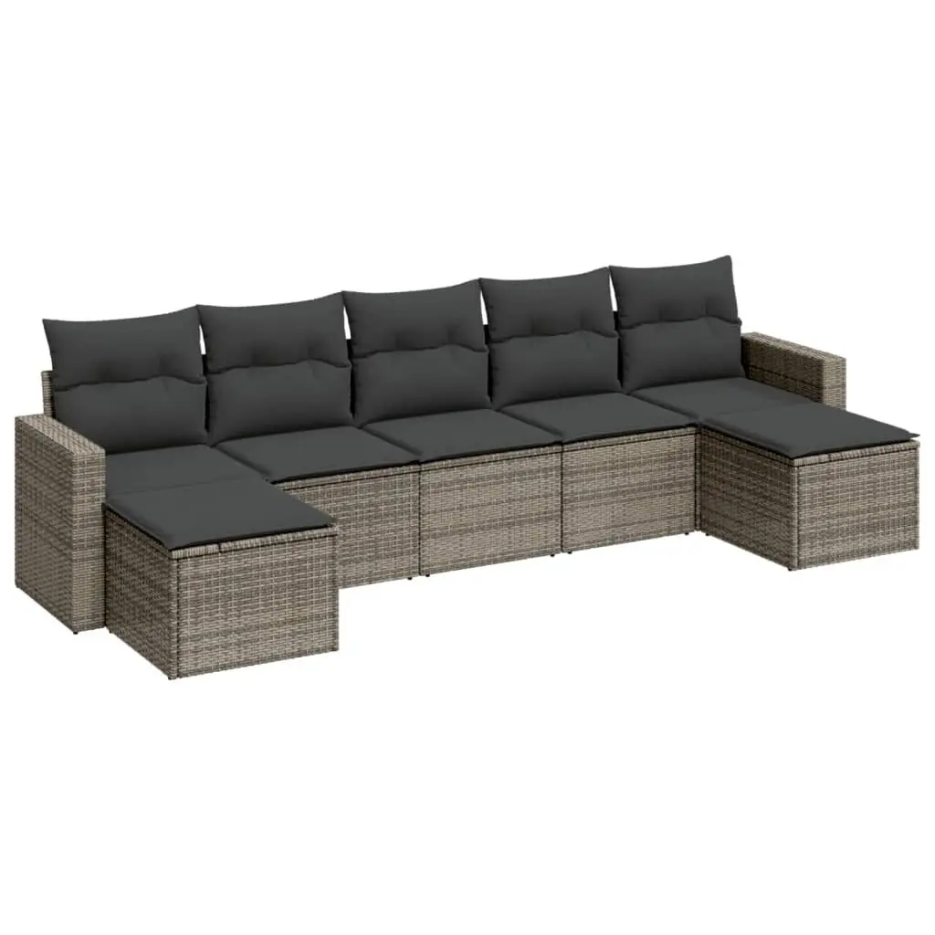 Garden Sofa Set 7 Piece Outdoor Furniture Modular Grey PE Rattan with Cushions
