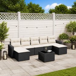 Warm & Inviting 8 Piece Black Garden Sofa Set with Cushions