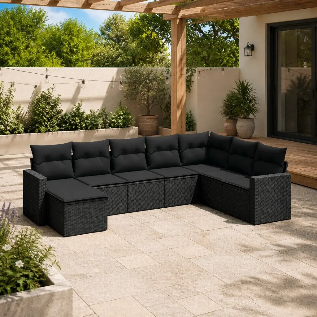 Garden Sofa Set 8 Piece Outdoor Furniture Patio Lounge Black