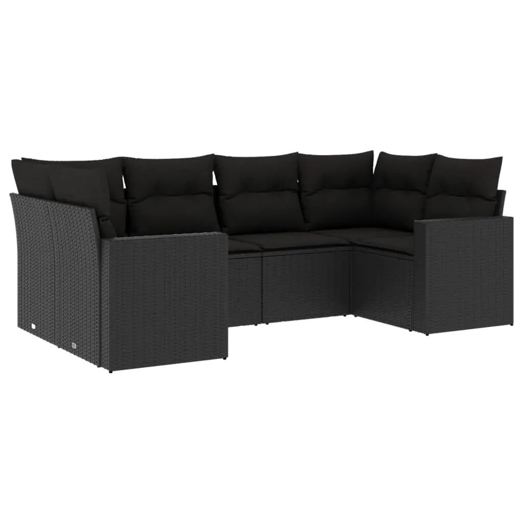 6 Piece Garden Sofa Set Outdoor Furniture Patio Conversation Black PE Rattan