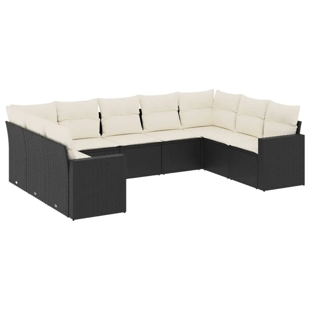 Garden Sofa Set Modular Seating 9 Piece Outdoor Furniture with Cushions Black